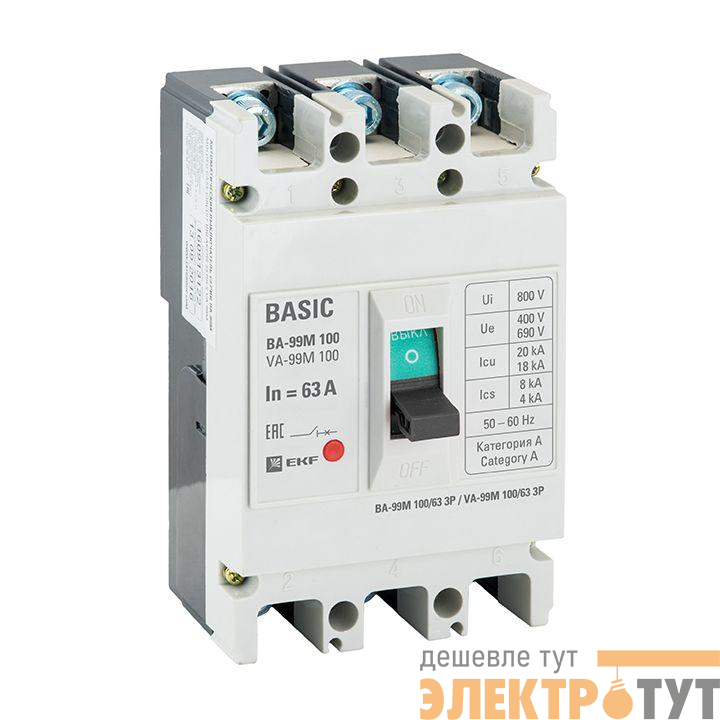 Выключатель автоматический 3п 100/32А 35кА ВА-99М PROxima электромагн. расцеп. EKF mccb99-100-32m-ma