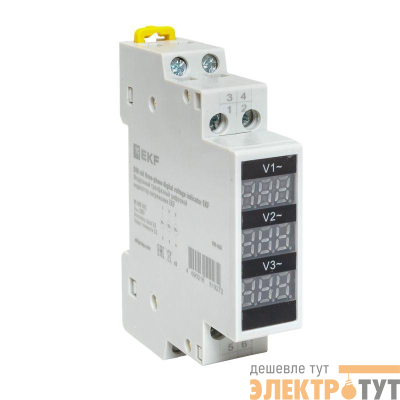 Индикатор напряжения модульный трехфазный цифровой EKF VDI-G33