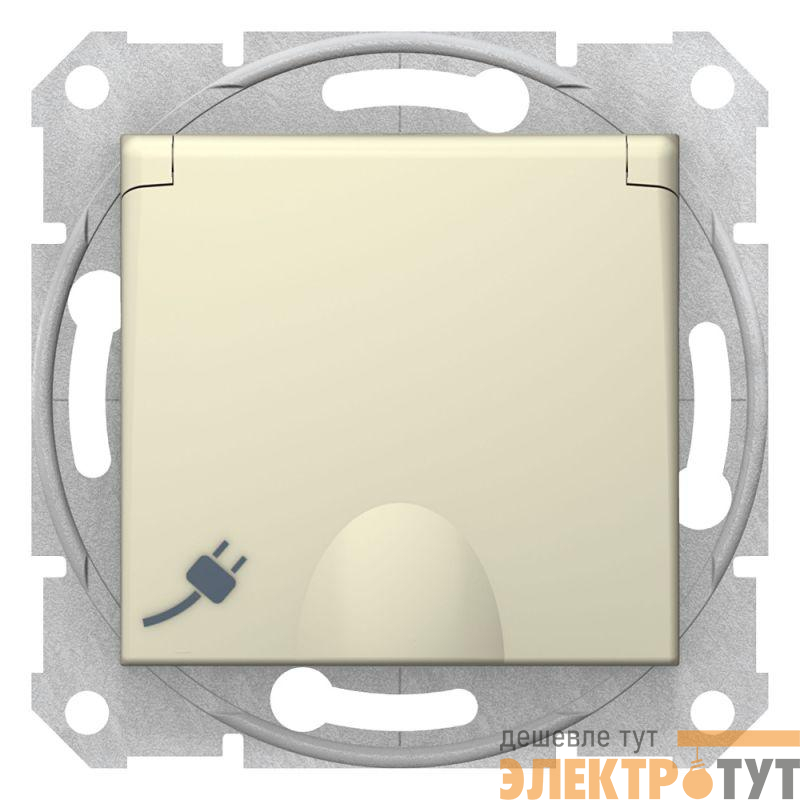 Механизм розетки 1-м СП Sedna 16А IP20 с заземл. быстрозажим. контакты защ. шторки с крышкой беж. SchE SDN3100447