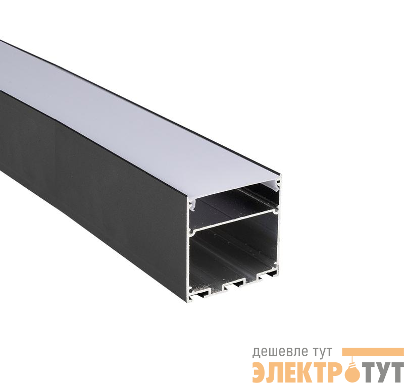 Профиль накладной PAL 5050-BLACK L2000 в комплекте: 2 глухих заглушки; рассеив. матов.; 4 клипсы крепежных; 2 подвеса по 1м Pro JazzWay 5058897
