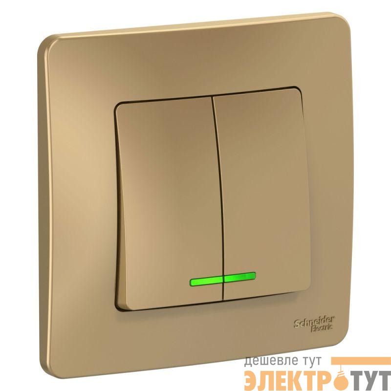 Выключатель 2-кл. СП Blanca 10А IP20 (сх. 5) 250В с подсветкой титан SE BLNVS010514