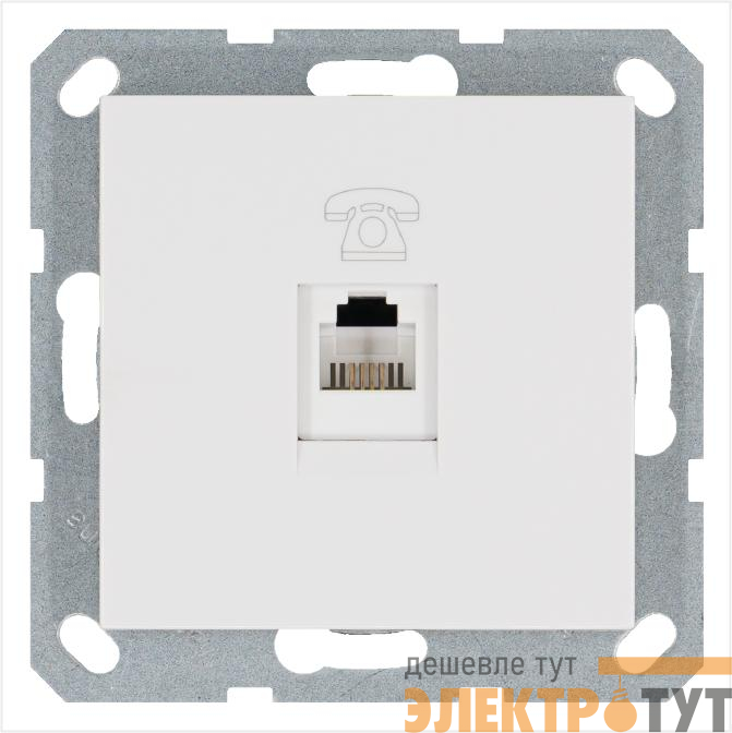 Розетка телефонная 1-м RJ11 механизм бел. глянцевый JasmartG6101W