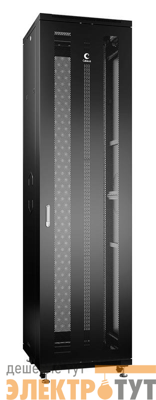 Шкаф монтажный телекоммуникационный напольн. ND-05C-47U60/60-BK 19дюйм 47U 600х600х2277мм для распределит. и серверн. оборудования; передн. и задн. перфорир. двери ручка с замком RAL 9004 черн. Cabeus 8553c