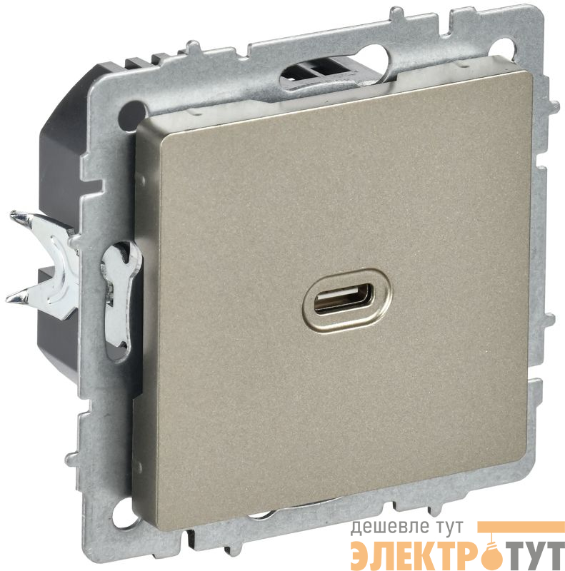 Розетка СП BRITE РЮ12-1-БрШ USB C 65Вт высокоскор. заряд. шампань IEK BR-U13-065-K37