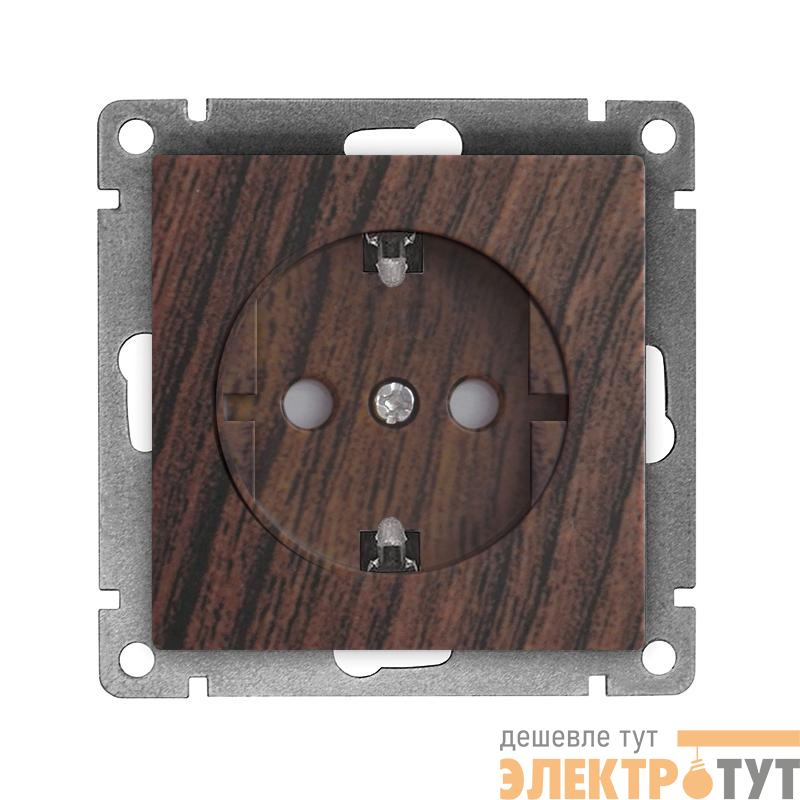 Розетка 1-м СП Афина 16А IP20 с заземл. защ. шторки механизм венге Universal A0049-V