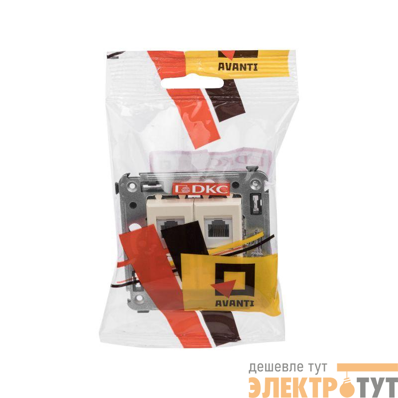 Розетка телефонная 2-м СП Avanti "Ванильная дымка" RJ12 DKC 4405314