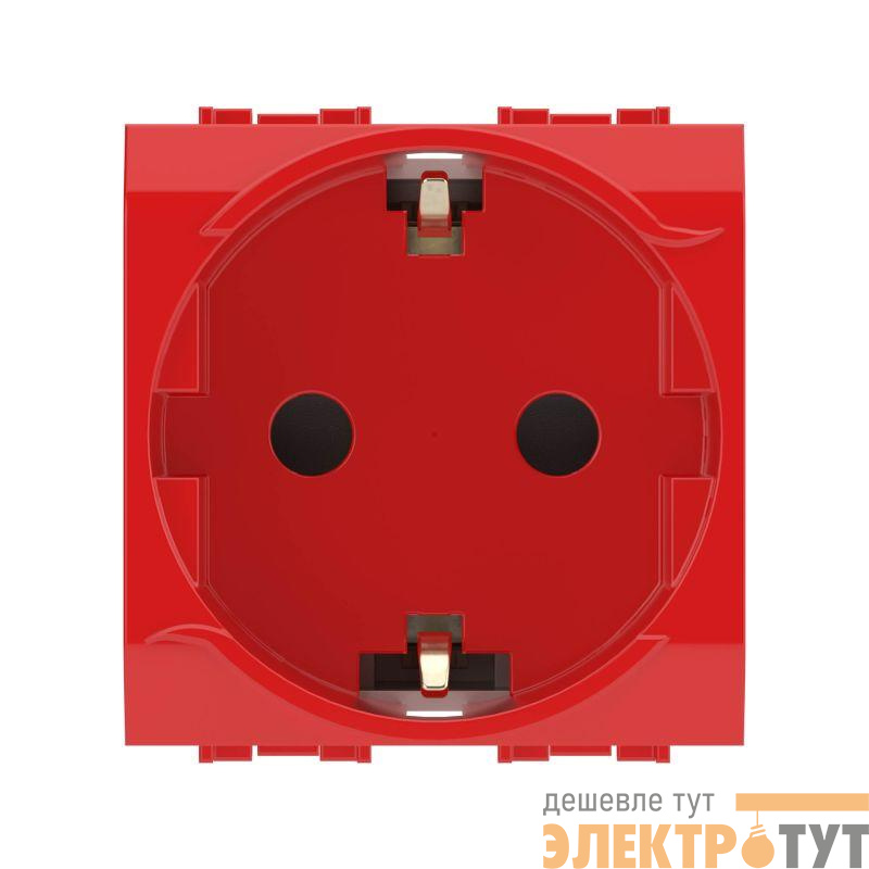 Розетка 1-м СП 2мод. Brava 16А IP20 с заземл. защ. шторки красн. DKC 76482R