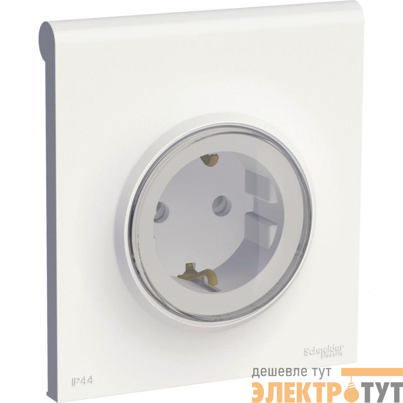Розетка 1-м СП 1мод. Odace 16А IP44 с заземл. с крышкой бел. SchE S52R0370W