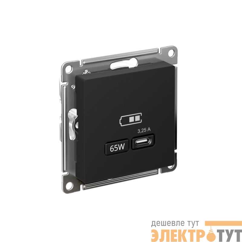 Розетка USB AtlasDesign тип C 65Вт QC PD высокоскор. ЗУ механизм карбон SE ATN001027