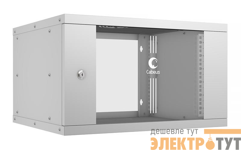 Шкаф телекоммуникационный настенный разборный LIGHT WSC-05D-6U55/45 19дюйм 6U дверь стекло сер. Cabeus 10170c