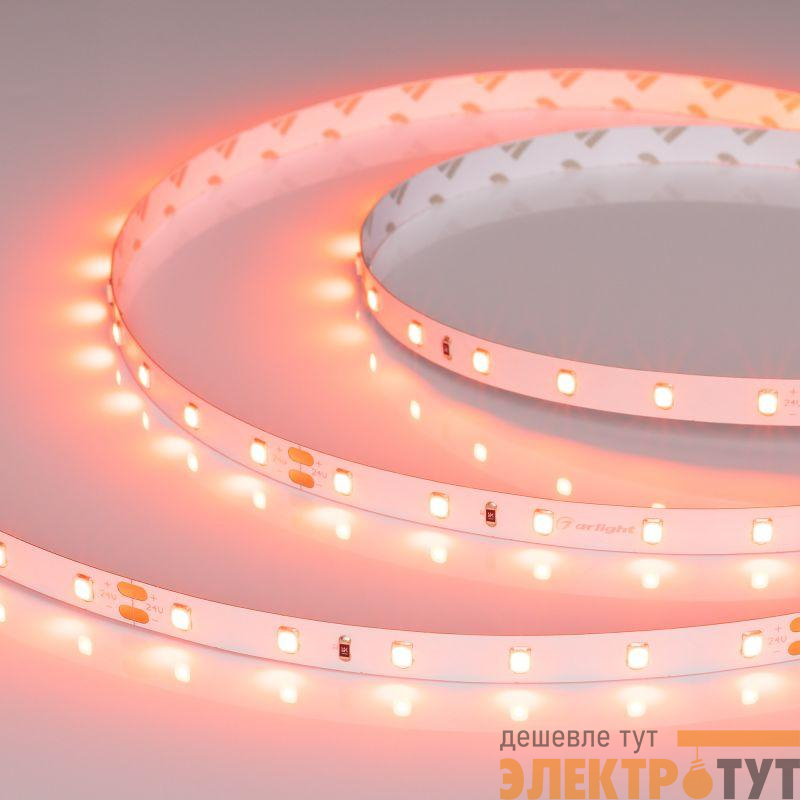 Лента светодиодная RT-A60-8mm 24В Carrot 4.8Вт/м IP20 (уп.5м) Arlight 055375