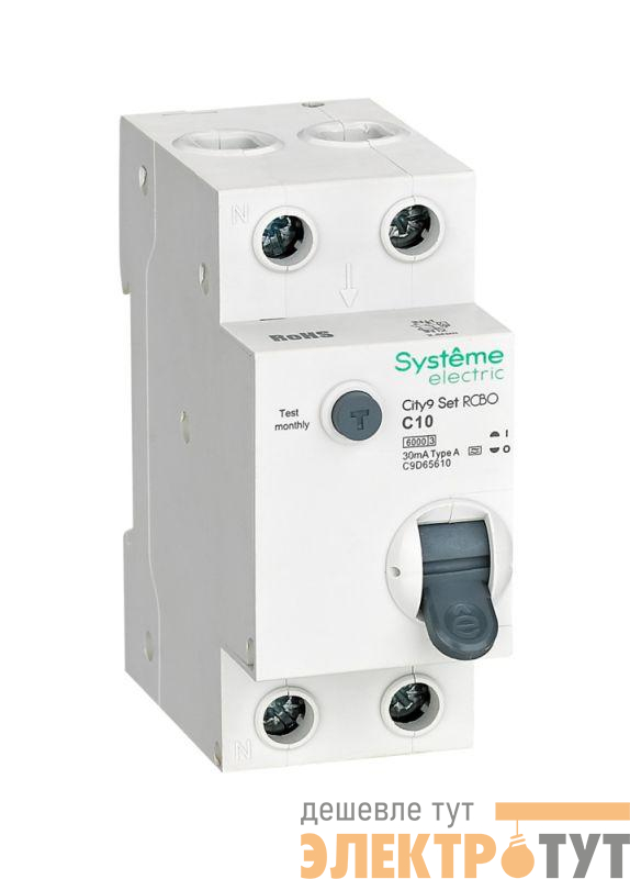 Выключатель автоматический дифференциального тока City9 Set (АВДТ) 1P+N C 10А 6кА 30мА Тип-A 230В SE C9D65610