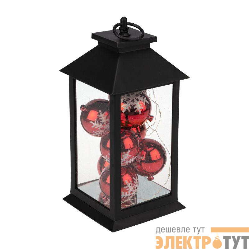 Фонарь декоративный 14х14х27см с шариками тепл. бел. корпус черн. Neon-Night 513-063