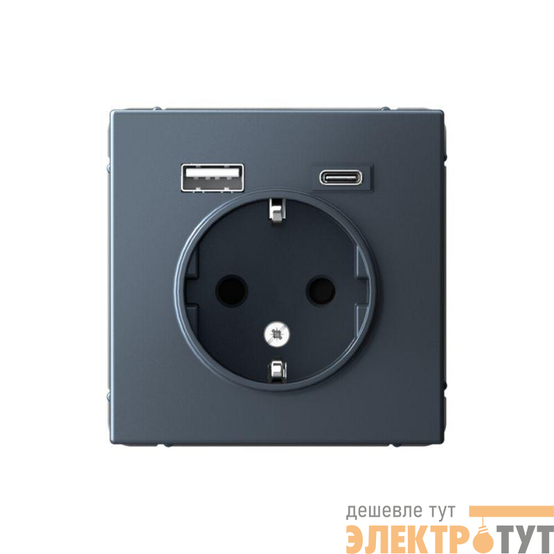 Розетка ArtGallery 16А с 2-мя заряд. устройствами USB A+C 5В/2.4А/3А 2х5В/1.5А механизм грифель SE GAL000732