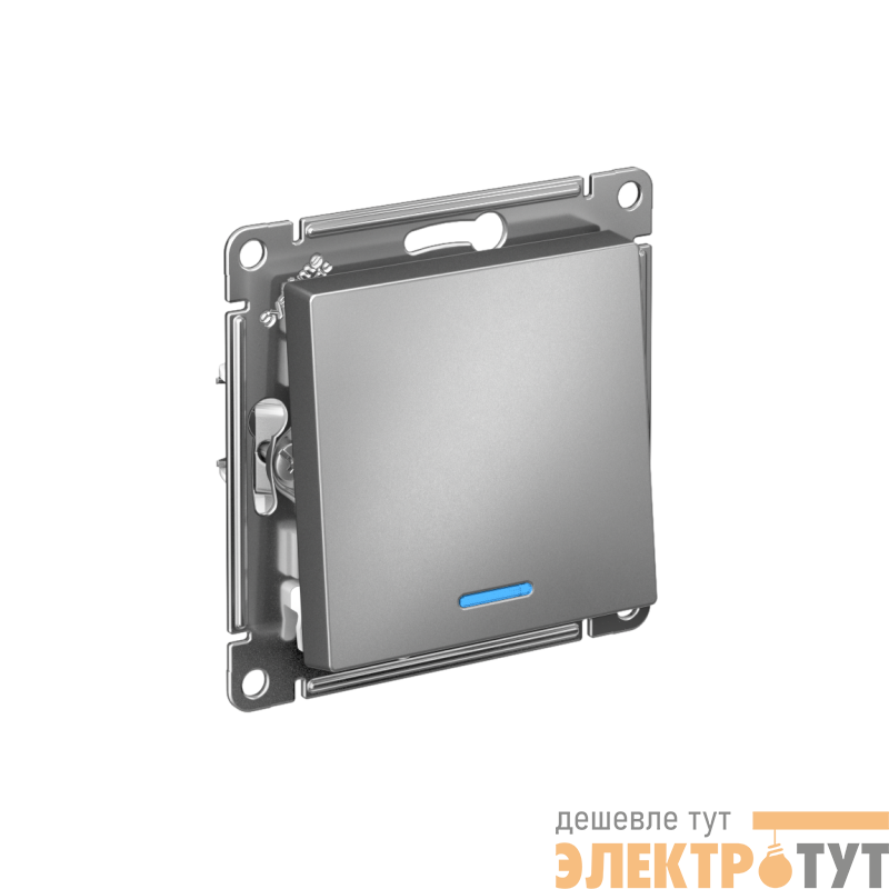 Переключатель проходной 1-кл. СП AtlasDesign 10А IP20 (сх. 6а) 10AX с подсветкой механизм сталь SE ATN000963