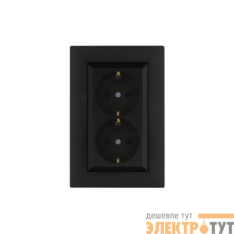 Розетка 2-я Karea RIZZ STAR с заземл. чер. Makel 88054082