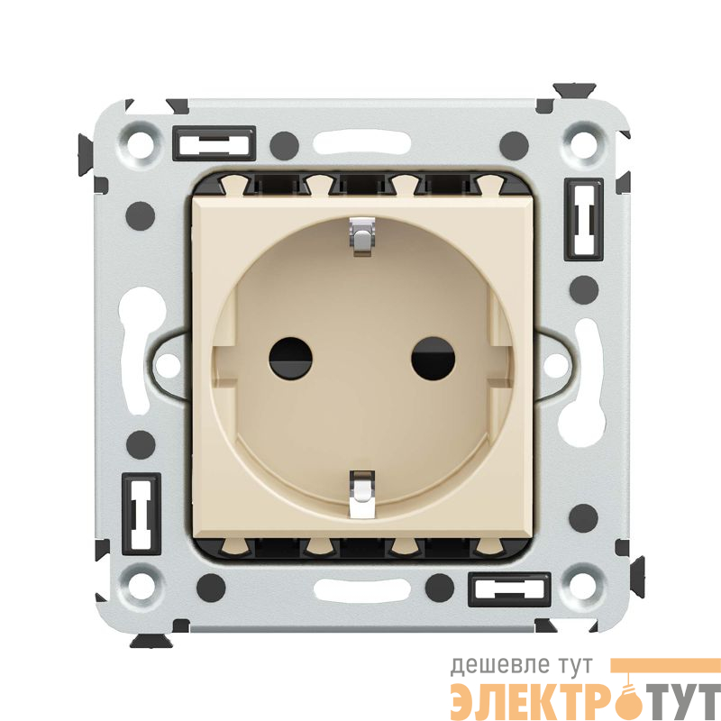 Розетка 1-м СП 2мод. Avanti "Ванильная дымка" 16А IP20 2P+E защ. шторки беж. DKC 4405003