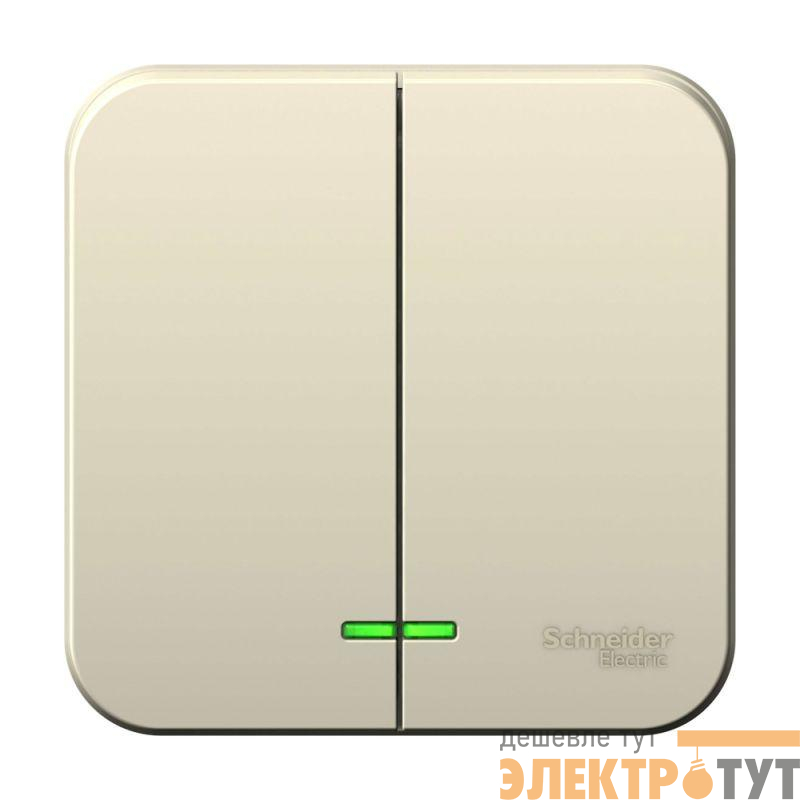 Выключатель 2-кл. ОП Blanca 10А IP20 (сх. 5) 250В с подсветкой с изолир. пластиной молочн. SchE BLNVA105112