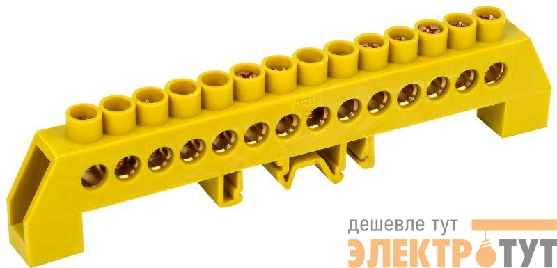 Шина PE "земля" в комб. DIN-изол. "Стойка" ШНИ-8х12-14-КС-Ж IEK YNN10-812-14DP-K05