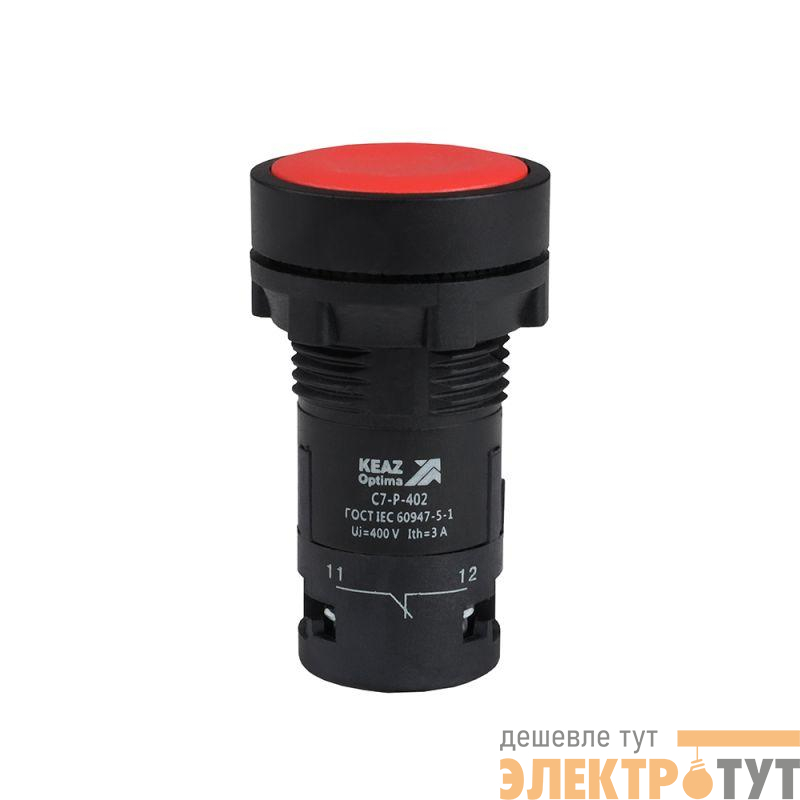 Кнопка OptiSignal Compact D22 С7-P-402 красн. 2НЗ XB7NA44 КЭАЗ 362039