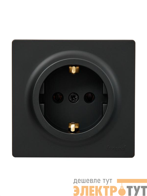 Розетка 1-м ОП LETO с заземл. ПБТ черн. бархат LEZARD 752-4200-122B