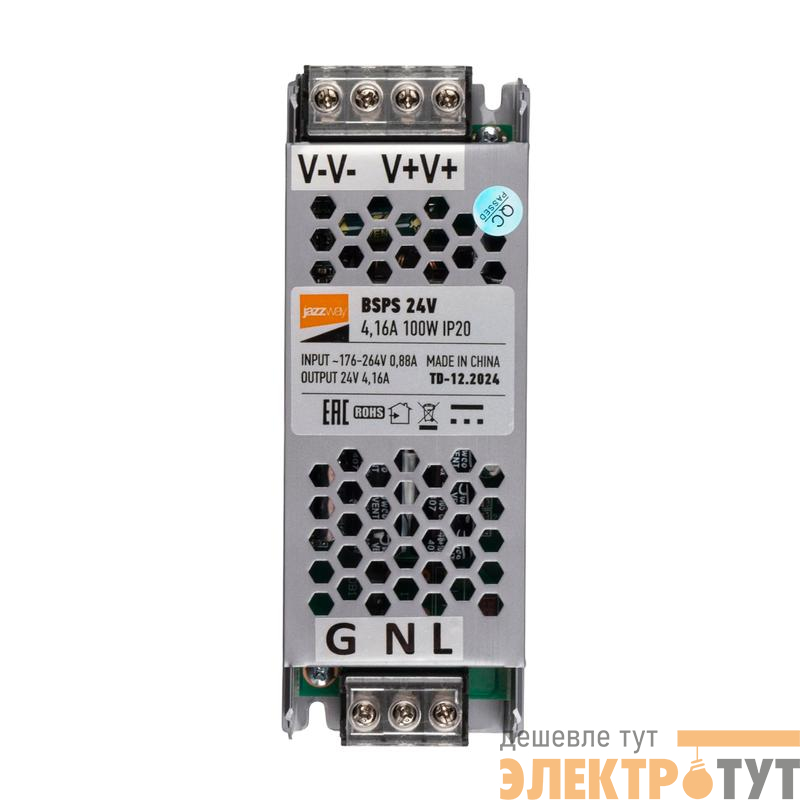 Блок питания для светодиод. ленты BSPS 24В 4.16А=100Вт IP20 Pro JazzWay 5062184