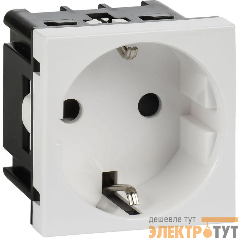 Розетка 2мод. 16А 250В 90град. с заземл. защ. шторки винт. зажимы бел. ИЭК Leg 4521047