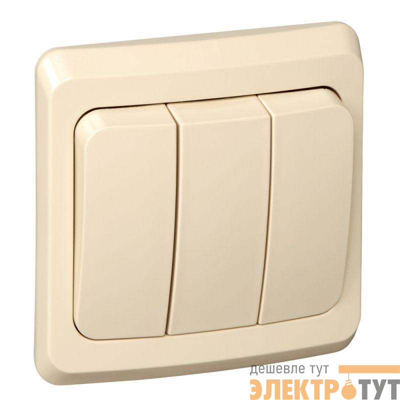 Выключатель 3-кл. СП Этюд 10А IP20 крем. SE BC10-003K