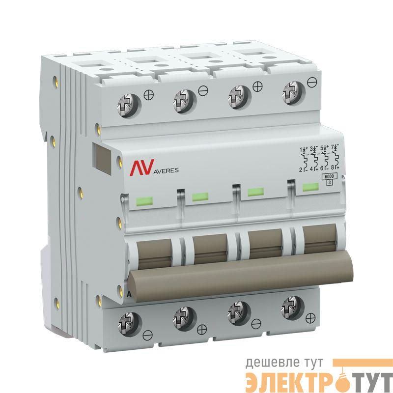 Выключатель автоматический модульный 4п C 63А 6кА AV-6 AVERES EKF mcb6-DC-4-63C-av