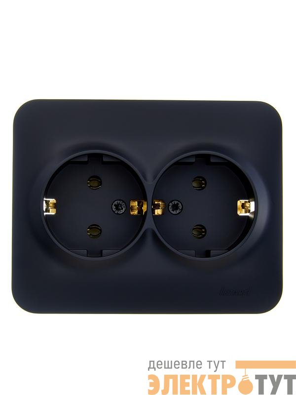 Розетка 2-м СП ASTI 16А IP20 с заземл. термопласт черн. бархат LEZARD 7081-4200-127B