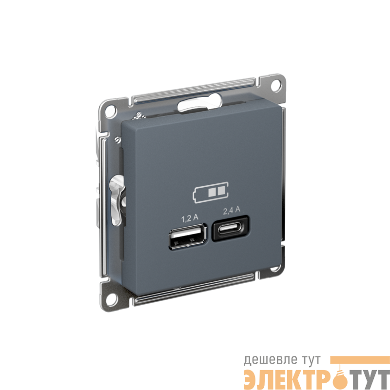 Розетка USB AtlasDesign тип A+C 5В/2.4А 2х5В/1.2А механизм грифель SE ATN000739