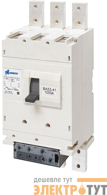 Выключатель автоматический 3п 1000А 50кА ВА55-41 340010 ЭР 690В передн. подкл.: Cu шина; кабель с каб. наконечн. Контактор 1002545