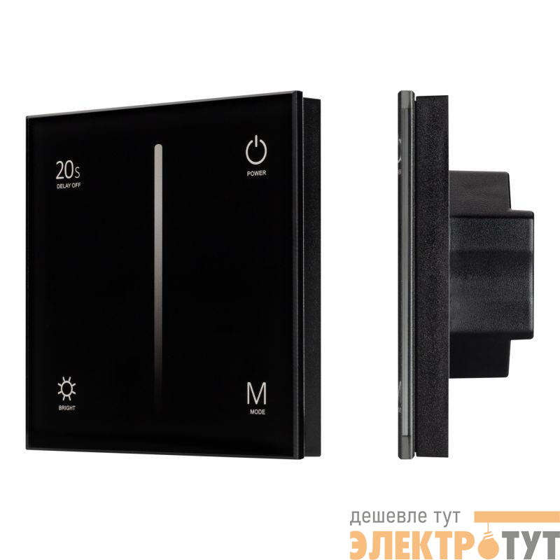 Панель SMART-P6-DIM-G-IN Black (12-24В 4х3А Sens 2.4G) (IP20 пластик) Arlight 034780