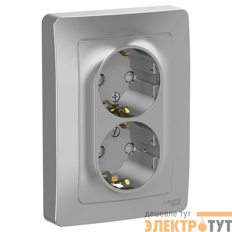 Розетка 2-м СП Blanca 16А IP20 250В с заземл. защ. шторки алюм. SE BLNRS001123