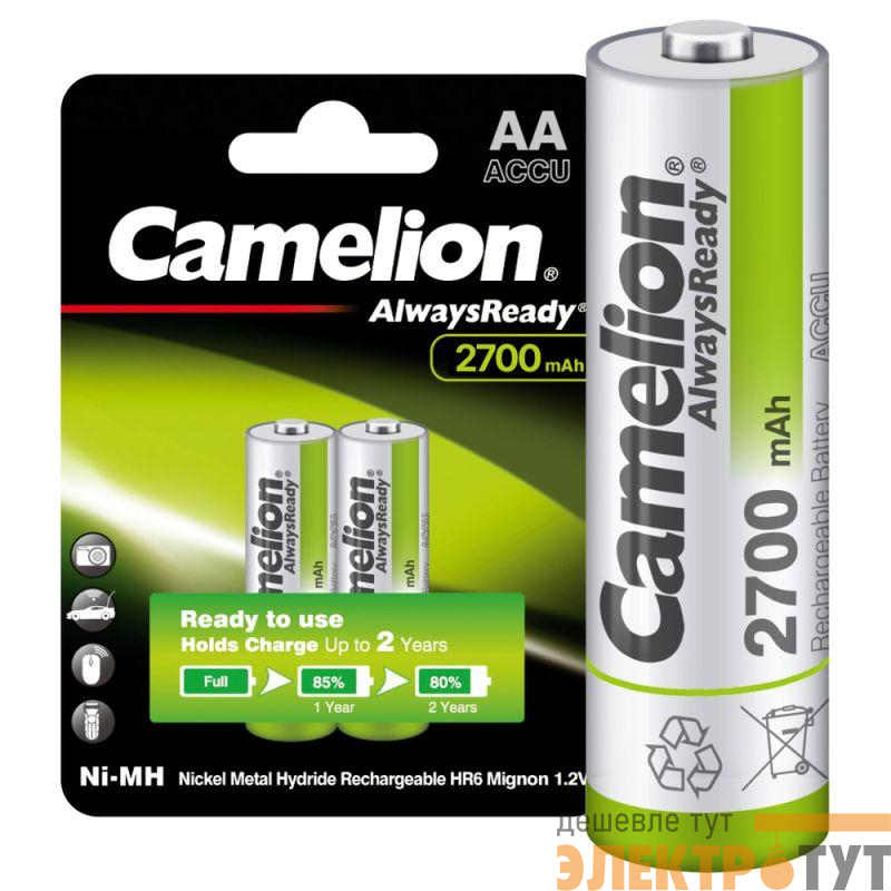 Аккумулятор Always Ready AA-2700mAh Ni-Mh BL-2 NH-AA2700BP2 1.2В Camelion 15036