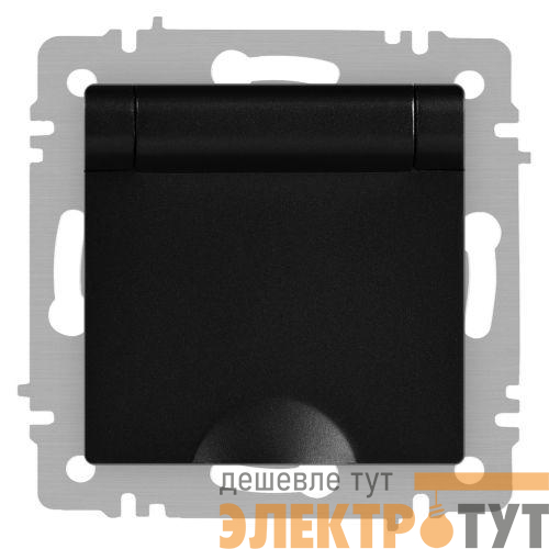 Розетка 1-м СП Accent 6-203-05 16А IP20 250В 2P+E Schuko с крышкой антрацит Intro Б0063747