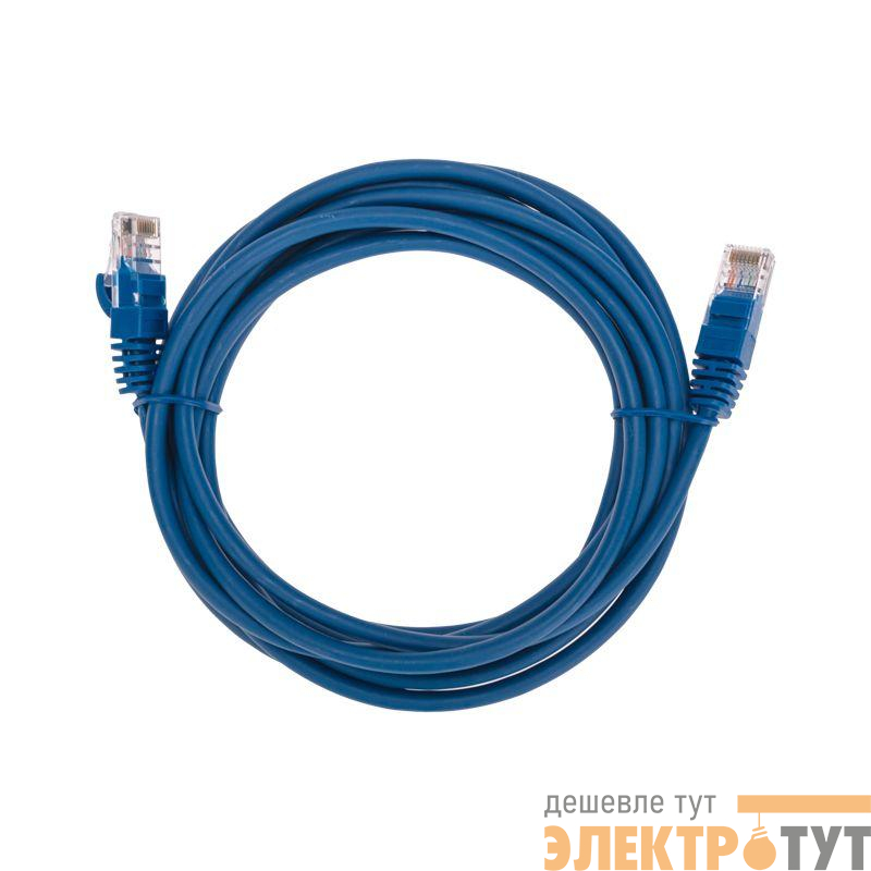 Патч-корд U/UTP CAT 5e RJ45-RJ45 26AWG LSZH син. 3м Rexant 02-0104-3