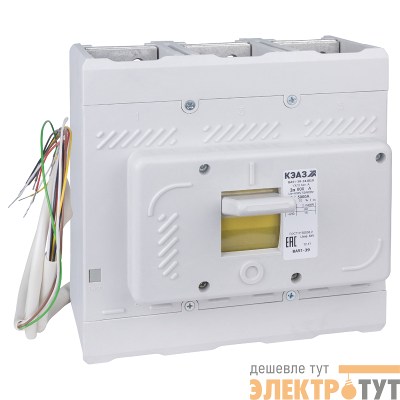 Выключатель автоматический 3п 630А 5000Im 40кА ВА51-39-341810 УХЛ3 690В AC НР=230В AC/220В DC КЭАЗ 220965