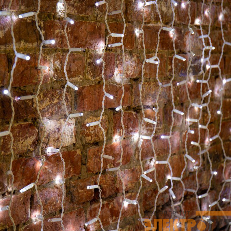 Гирлянда светодиодная "Светодиодный Дождь" 2х1.5м 300LED бел. 23Вт 230В IP65 эффект мерцания провод бел. (нужен шнур питания 303-500-1) Neon-Night 235-221