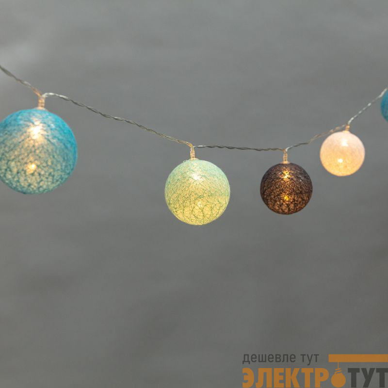 Гирлянда светодиодная "Тайские фонарики "Северное сияние" 3.5м 20LED тепл. бел. 1Вт IP20 провод ПВХ прозр. элементы питания 2хAA (не в компл.) Neon-Night 303-086