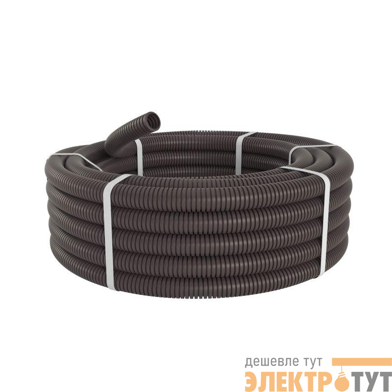 Труба гофрированная ПА 6 d12мм dвнутр.12.2мм dвнешн.15.8мм без протяжки ПВ-0 темн. сер. (уп.50м) DKC PA601216F0