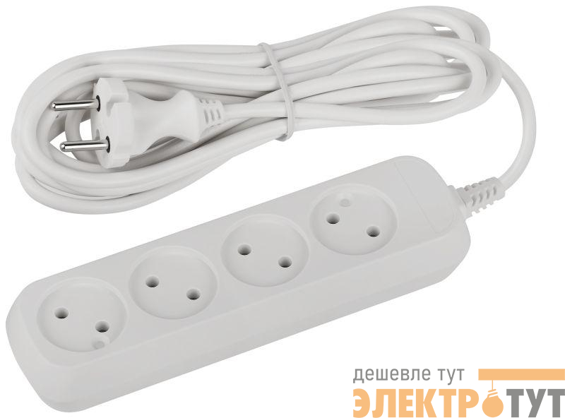 Удлинитель электрический UDL-10-450 Greenline 4 розетки без заземления 5м ПВС 2х0.75кв.мм Эра Б0065063
