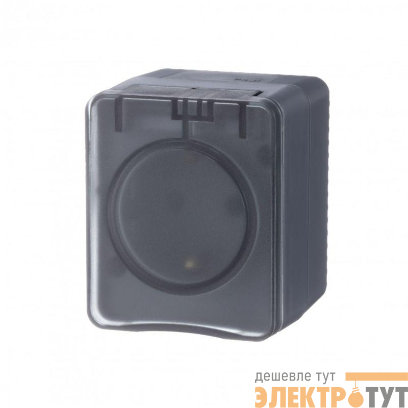 Розетка 1-м ОП AtlasDesign PROFI 16А IP54 250В заземл. защ. шторки антрацит SE ATN544045