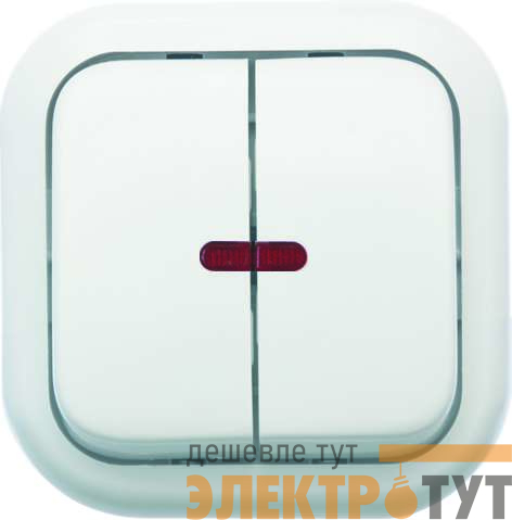 Выключатель 2-кл. ОП Валентина 10А IP20 А56-176 с индикацией бел. Кунцево 7636