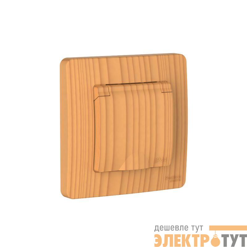 Розетка 1-м СП Blanca 16А IP44 250В с заземл. защ. шторки с крышкой ясень SE BLNRS441115