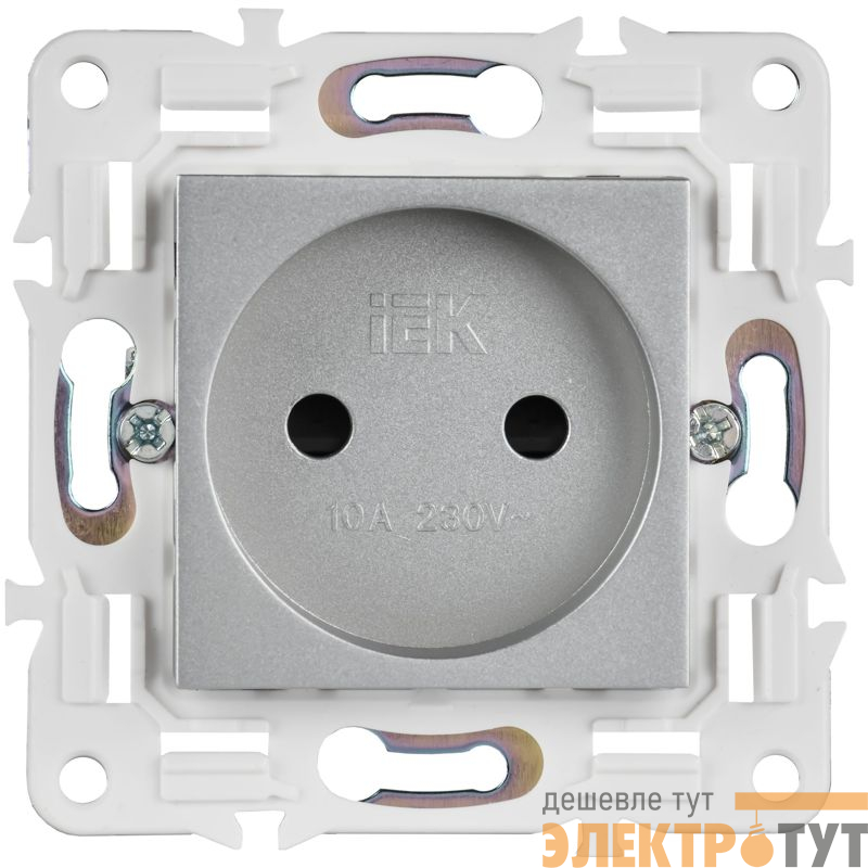 Розетка SKANDY 10А без заземл. защ. шторки SK-R01S серебр. IEK SK-R13-10-K23