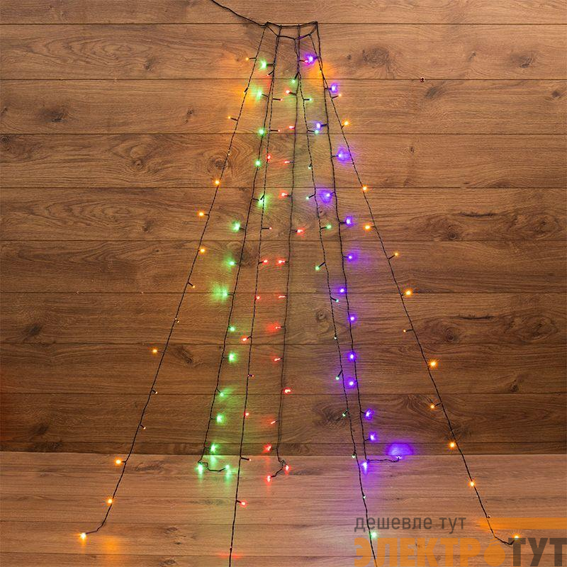 Гирлянда светодиодная елочная с кольцом 7 нитей х1.5м 105LED мультиколор 5.5Вт 220-240В IP20 не соединяемая Neon-Night 235-079