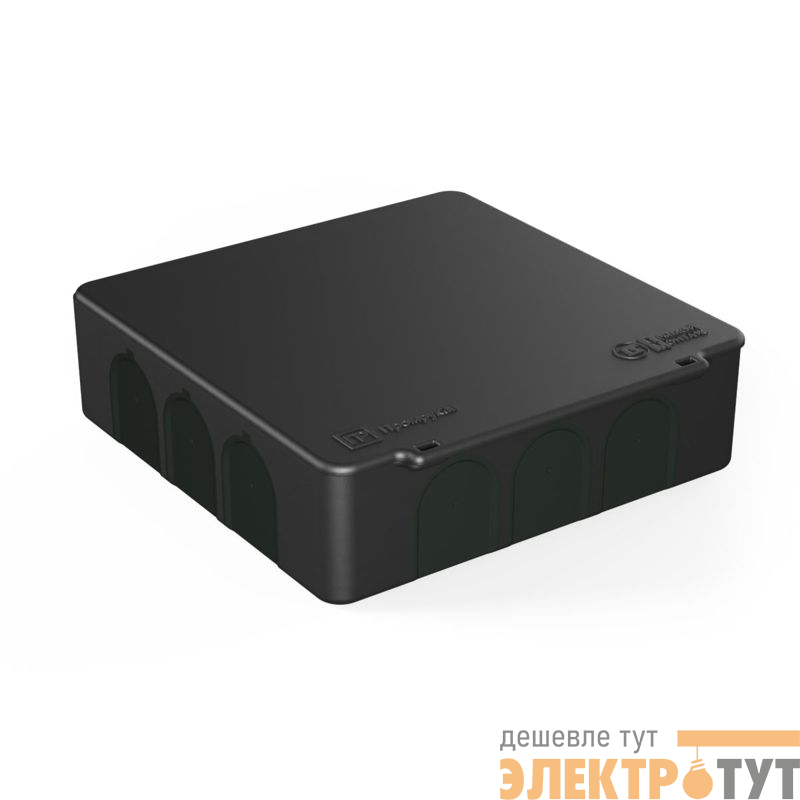 Коробка распределительная 100х100х30 (HF) двухкомп. Безгалоген. для прям. монтажа черн. (уп.48шт) Промрукав 60-0302-9005