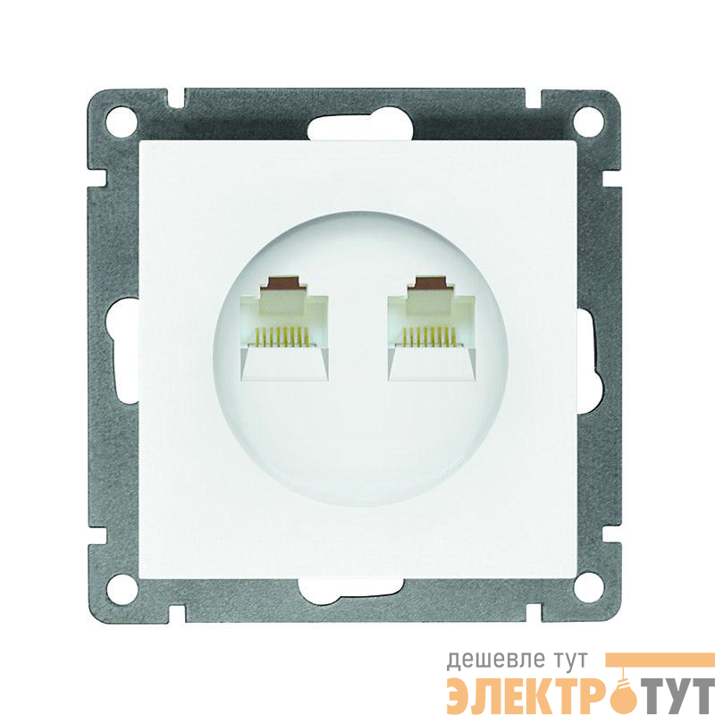 Розетка компьютерная 2-м СП Афина RJ45 кат.5E механизм бел. Universal A1086