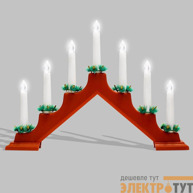 Горка новогодняя 7 свечек (7LED) тепл. бел. 0.5Вт 220-240В IP20 красн. Neon-Night 501-082